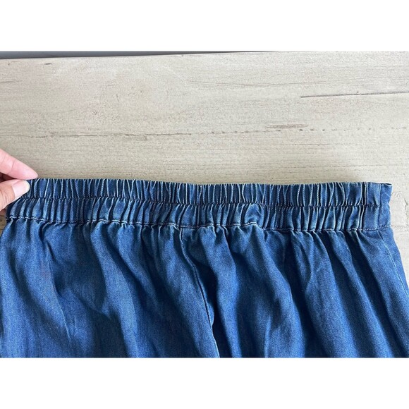 Johnny Was Workshop Embroidered Wide Leg High Elastic Waist Pants Denim Blue XS - Picture 7 of 11